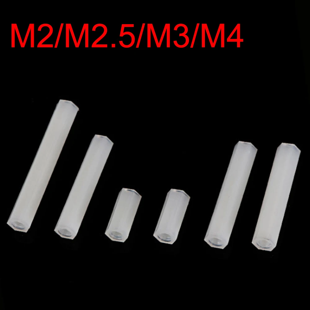 White 100 штук белый нейлон M2/M2.5/M3/M4 шестигранные двухпроходные пластиковые запонки пластиковые двухконцевые шпильки - Цвет: White