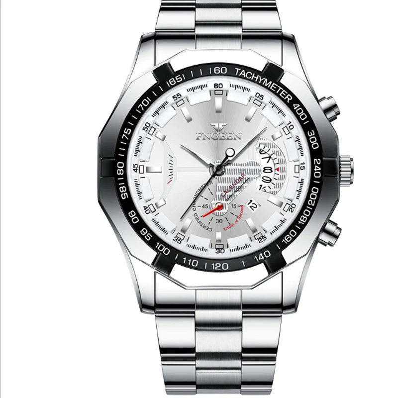 Watch Men's Luminous Waterproof Calendar Fashion Quartz Watch Student Sports Steel Band Large Dial Non Mechanical Men's Watch