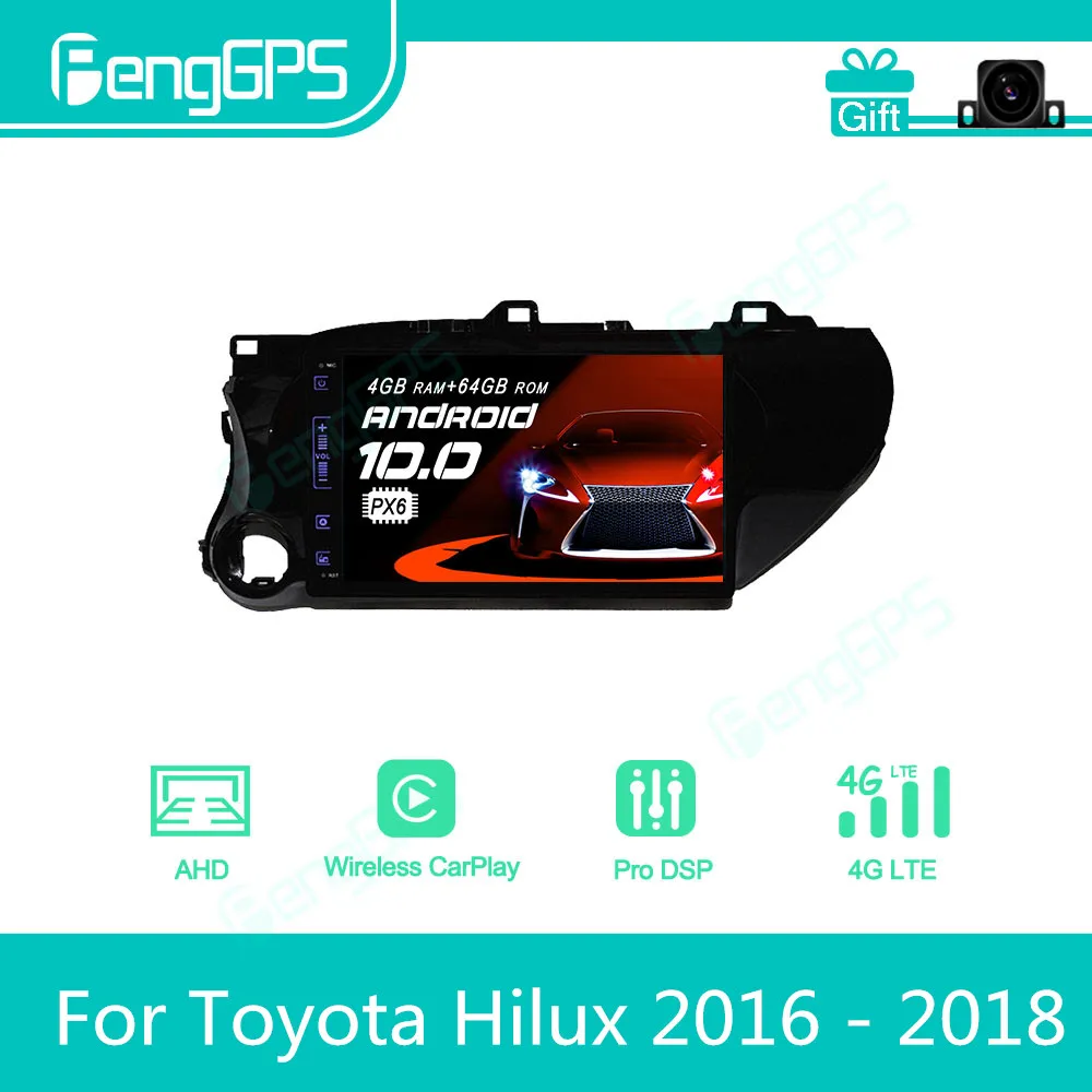 

For Toyota Hilux 2016 - 2018 Android Car Radio Stereo Multimedia Player 2 Din Autoradio GPS Navigation PX6 Unit Screen Display