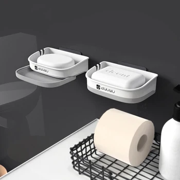 

Drainage Soap Holder Portable Soap Dishes For Bathroom Storage Box Plastic Tray Bathroom Accessories Household Utilities