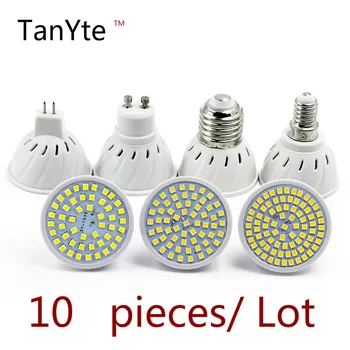 激安 10ピース/ロットランパーダled電球MR16 GU10 E27 E14 Bombillas Ledランプ220v 240v 2835 Smd 48 60 80 Ledスポットライト屋内lightint
