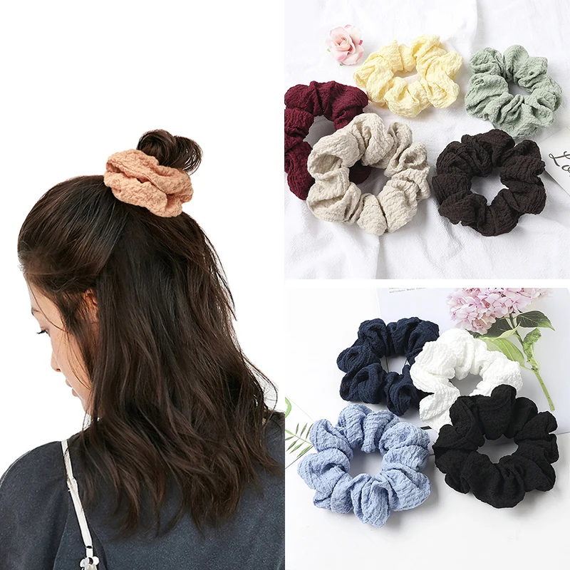 

Ladies Tie Solid Color Pleated Lady Scrunchies Ponytail Female Scrunchy Elastic Hair Ropes Headwear For Women Hair Accessories