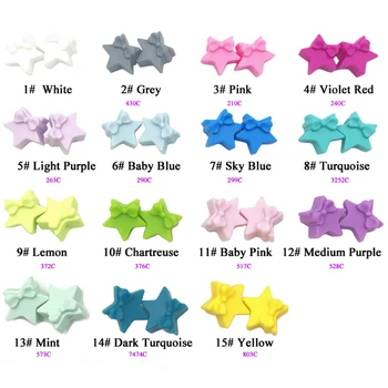 

100 silicone beads adhesive accessories food grade bow five-pointed star silicone teeth pacifier dummy chain production Bpa free