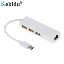 Kebidu usb type C хабы type C к RJ45 адаптер Ethernet LAN кабель сетевая карта USB 3,1 2,0 адаптер передачи данных для Macbook