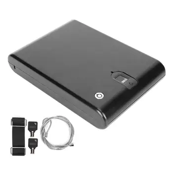

Portable Safe Valuables Jewelry Storage Box Fingerprint and Spare Key Lock Hot Sale