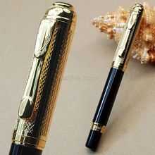

Old Stcok Fountain Pen Medium Nib Dikawen 821 Black Golden Mesh Cap