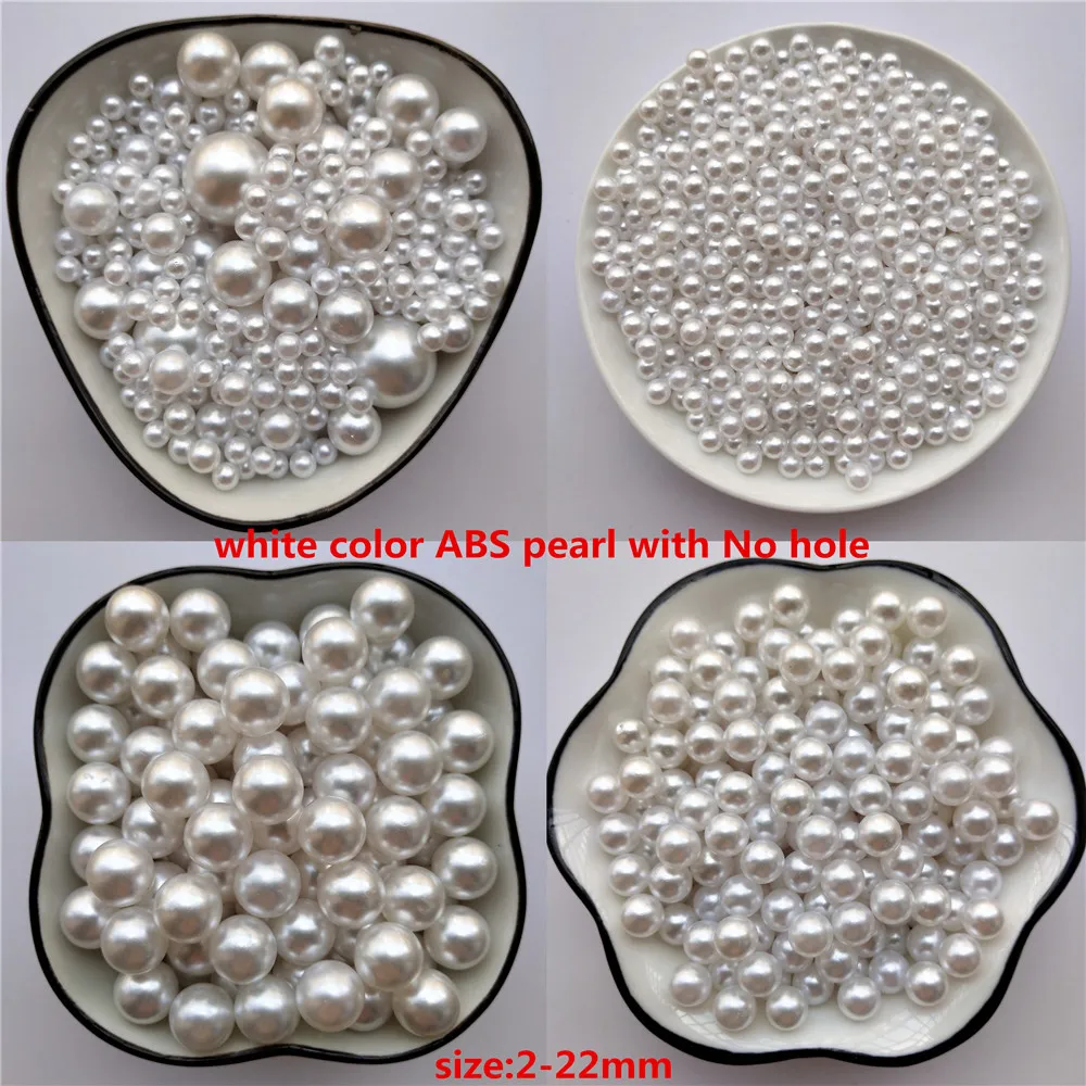 222mm White Round No Hole Abs Imitation Pearl Beads Plastic Acrylic