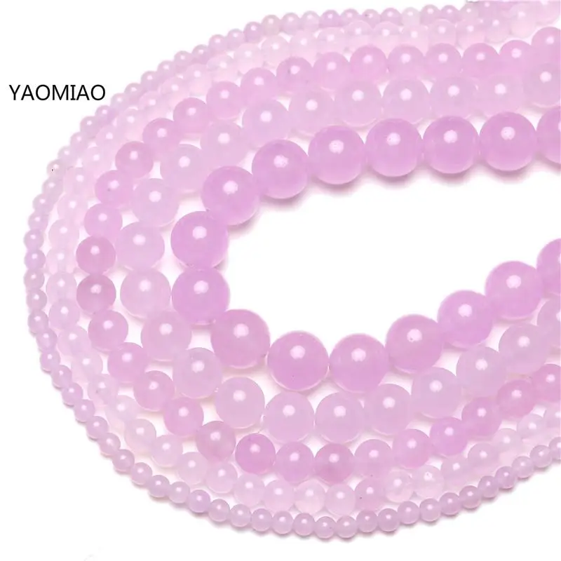 

Natural Light Purple Chalcedony Stone Beads Round Loose Spacer Bead 4/6/8/10/12 mm For Jewelry Making DIY Bracelet Necklace 15''