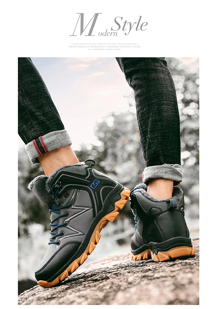 TANTU/водонепроницаемые мужские ботинки из натуральной кожи для альпинизма и охоты; Флисовая теплая походная обувь средней высоты; противоскользящая обувь для кемпинга