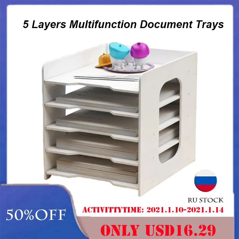

5 Layers Multi-layers Document Trays File Holder Sundries Storage Box Waterproof Desktop Book Magazine Desk Shelf Stationery