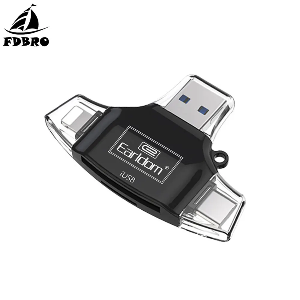 Адаптер FDBRO microSD, устройство для чтения карт SD, устройство для чтения карт microsd, устройство для чтения карт SDHC, SDXC, TF, usb c, OTG, карта памяти duo RS, MMC, адаптер для iphone