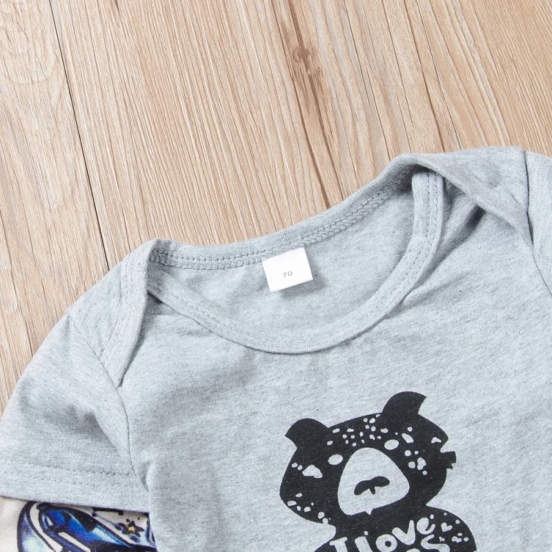 Fashion Baby Boys Bodysuits New Print Pattern Cotton Round Neck Long Sleeve Jumpsuit 0-24 Months