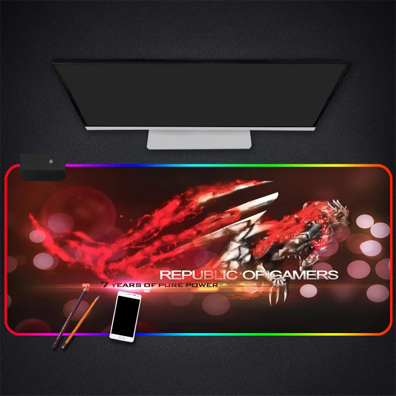 Игровой коврик для мыши Anime ROG RGB геймер компьютерная Коврик Для Мыши Mause с
