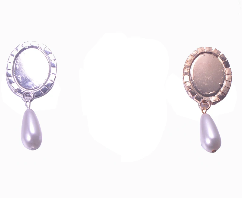 L0496) 50 pcsdroplet пуговица с хрусталем и жемчужиной, чистый белый жемчуг, плоская спинка, серебро или светло-золотое покрытие