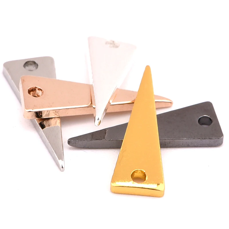 

20pcs Electroplating multicolor geometric single hole triangle earring necklace pendant for making charm jewelry accessories