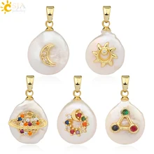CSJA, звезда, луна, солнце, планета, набор, пресноводные жемчужные подвески, цветные стразы, ожерелье, фантазийные ювелирные изделия для женщин, девушек, колье G219