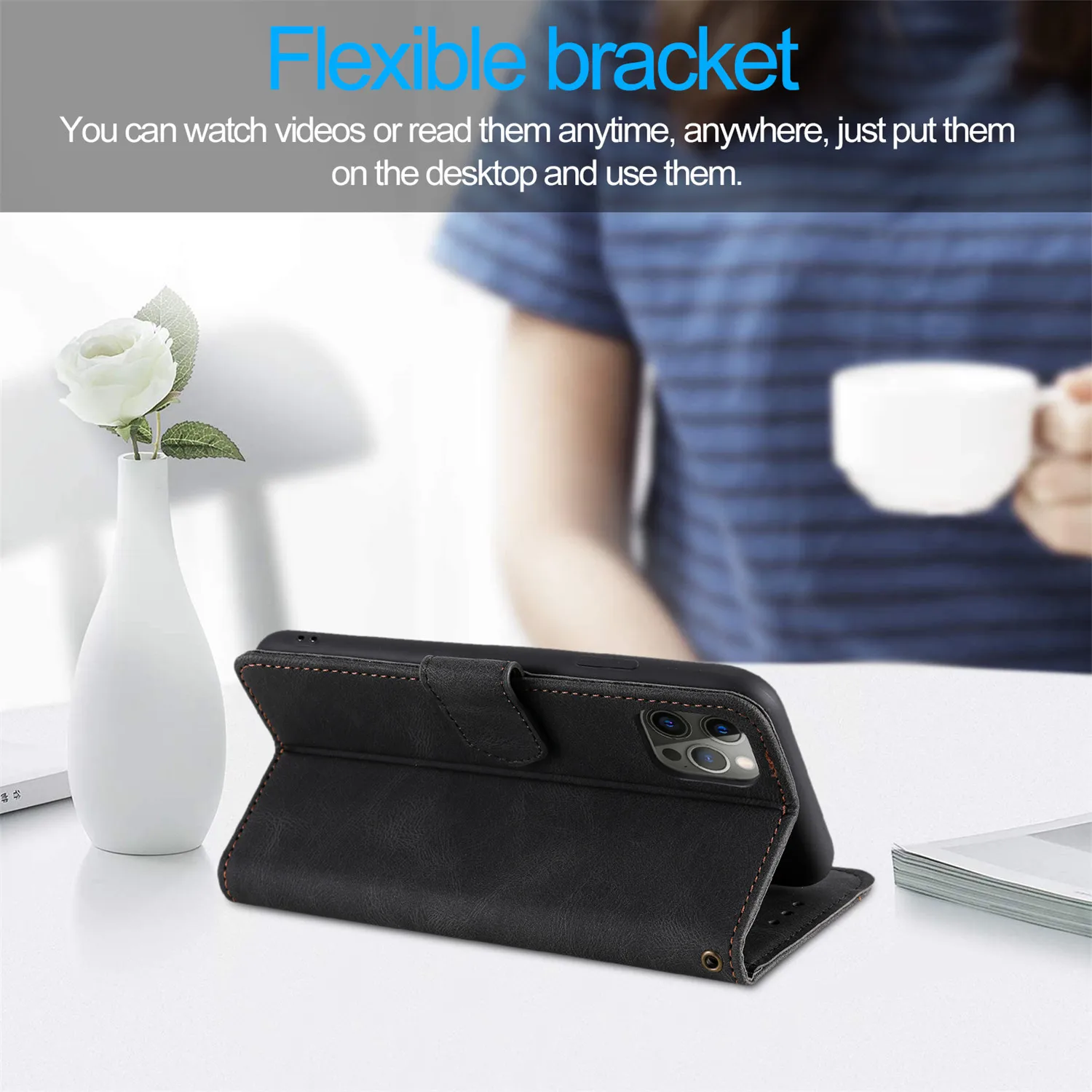 Leather Tricolor Stitching Flip Case For Xiaomi POCO M3 X3 NFC Redmi 9A 9C Note 8T 9T 9S Pro Max Mi 11 Note 10 Lite Wallet Cover