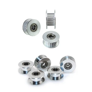 

3PCS 20T Dia. 5mm Bore 6mm GT2 Belt Smooth Idler Pulley & 5x GT2 5mm Bore Aluminum Toothless Timing Belt Idler Pulley