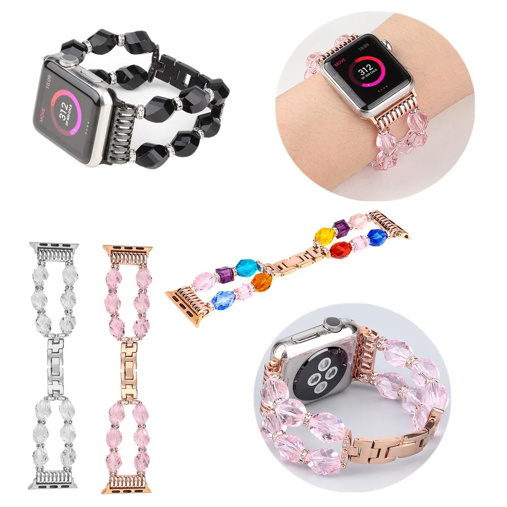 

Luxury Bracelet for Apple Watch Series 6/5/4/3/2/1/SE Color Crystal Band 40 44MM Watchband for iWatch 38 42mm Accessories Strap