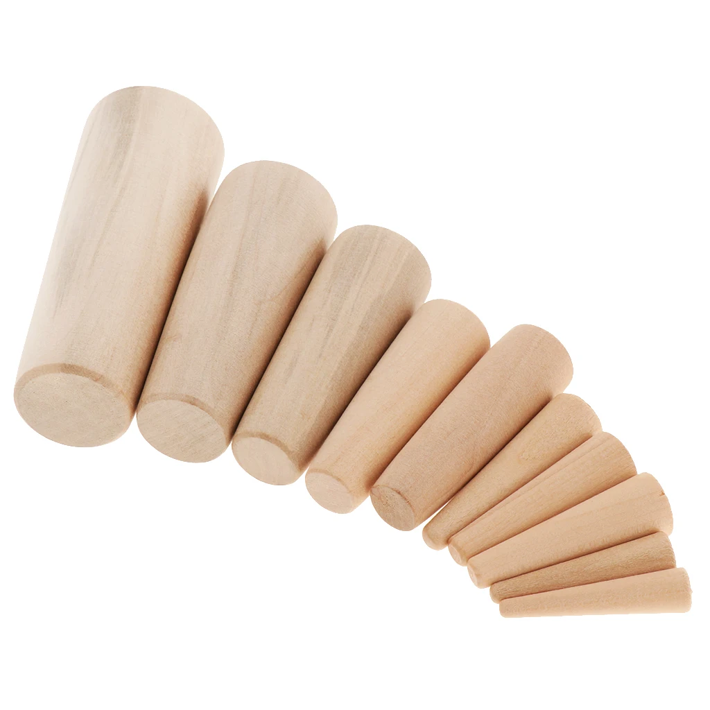 10 Pcs (7 Sizes) Wooden Plugs, Boat Marine Plug, Emergency Plug up Hole, Wood Safety Gear Hole Filler