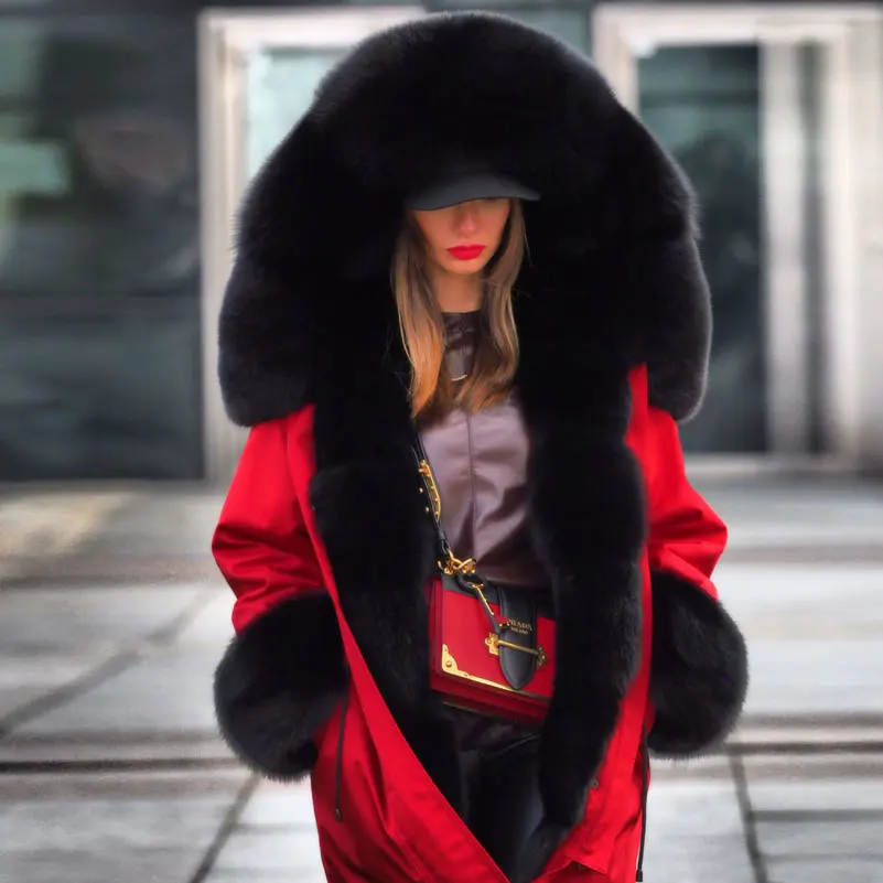 

2020 New Women's Fur Collar Outerwear Winter Women Thick Warm Hooded Parka Mujer Cotton Padded Coat Long Paragraph Plus Size