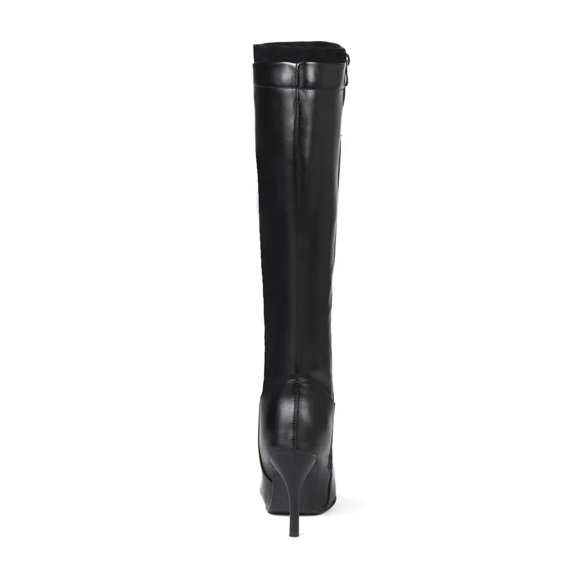 ANNYMOLI Autumn Knee High Boots Women Zipper Thin High Heel Tall Boots Sexy Pointed Toe Shoes Female New Winter Large Size 34-45 ANNYMOLI Autumn Knee High Boots Women Zipper Thin High Heel Tall Boots Sexy Pointed Toe Shoes Female New Winter Large Size 34-45