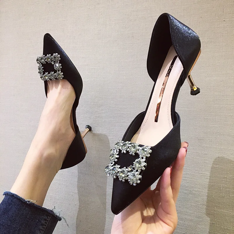 

Women Shoes Debutante Wind Sping Sandal Women's Side Cutouts 2020 Spring And Autumn New Style High Heels Shoes Women's 6-Cm