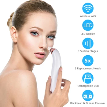 

Electric Blackhead Suction Instrument Usb Rechargeable Remover Visual With 5 Wifi Microscope Mega-pixel Blackhead Camera