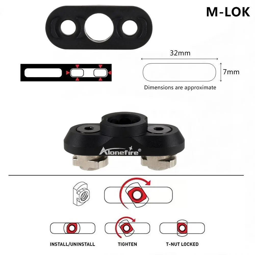 Alonefire M590 M-lok QD Sling Swivel Mount Sling Swivel 1.25 Inch Adapter for M lok Rail