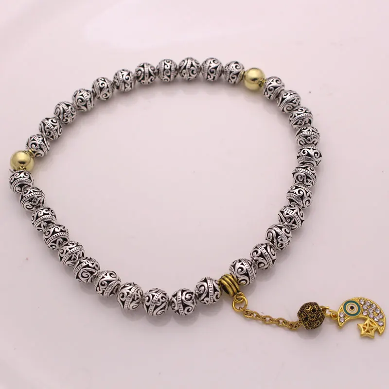 Мусульманская молитва 33 Бусы tasbih браслеты персидский полумесяц амулет со