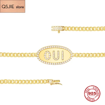 

Fashion Charm Sterling Silver Copy 1:1 Copy,Yellow Silver Oui Chain Bracelet Women Monaco Luxury Jewelry Gift