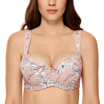 

Women Push Up Balconette Bra Plus Size Floral Smooth Women's Underwear Full Figure Lightly Padded Underwire Contour Bras