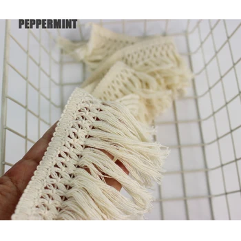

3Yards Lace Tassel Ribbon 8cm Cotton tassels trimming Fringes tassel lace for sewing bed clothes curtains DIY accessories
