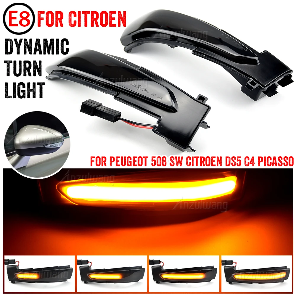 2Pcs Dynamic Led Side Mirror Indicatori Di Direzione Luci Sequenziali Lampeggiante Lampada Per Peugeot 508 Sw Citroen C4 Picasso Ds5