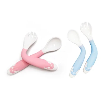 

Baby Bendable Spoon Fork Set Soft Twist Spoon Food Grade Silicone Feeding Training Tools for Children Infants Newborn