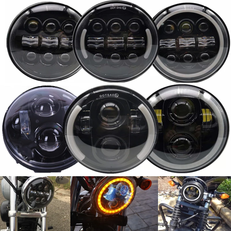 DOT Approved 5.75 Inch LED Headlights 5 3/4" DRL Motorcycle Headlight for Harley Sporster Dyna Wide Glide Iron 883 Projector |