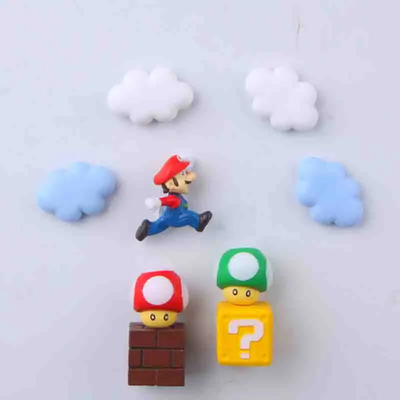 Принцесса Радуга облака 3D Funy стереоскопический Супер Марио Bros магниты на холодильник стикер сообщений детская игрушка подарок на день рождения - Цвет: 9Pcs