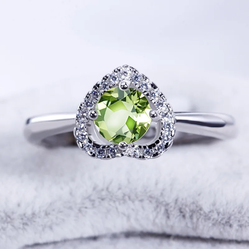 Bague Ringen, роскошные ювелирные изделия, серебро пробы, модное кольцо с 5 мм, сладкое сердце, оливковый камень, обручальные кольца