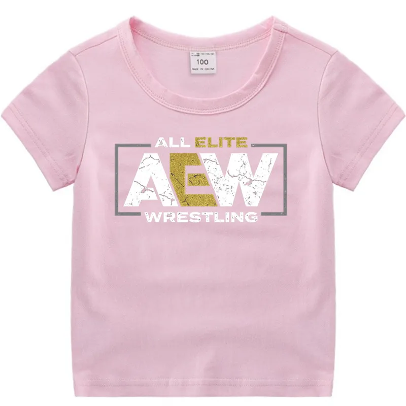 T121A-pink Хлопковая футболка для маленьких мальчиков и девочек с аниме AEW детская Рождественская рубашка детская футболка для малышей с героями мультфильмов Роскошный топ - Цвет: T121A-pink