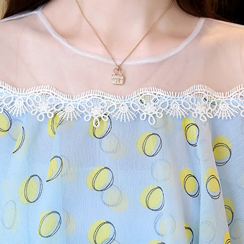 Женские рубашки в горошек летняя блузка с оборками и открытыми плечами