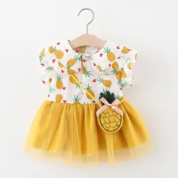 

Sweet Pineapple Print Dresses for Girls Summer Beach Dress Girls Tutu Princess Dresses for Girl Vacation Dresses 1-4Y B2