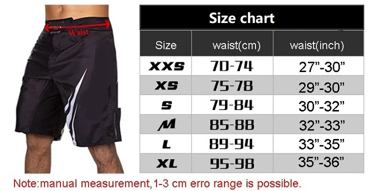 MMA短裤尺码表