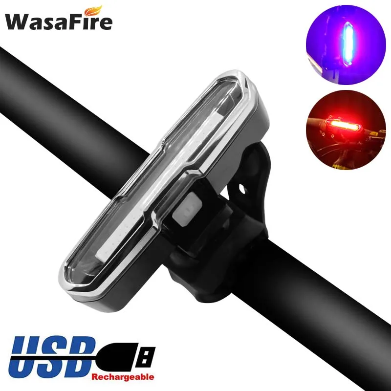 WasaFire USB Перезаряжаемые задняя подсветка на велосипед светильник 5 режимов Светодиодный задние фонари велосипеда езда на велосипеде хвост светильник ночной езды безопасности Предупреждение лампы