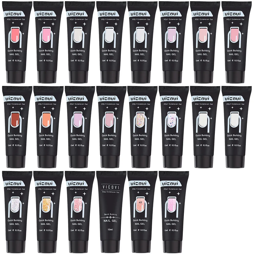 15ml Poly Acrylic Gel For Nail 22 Color Spangle Crystal Extension Gel UV/LED Light Quick Extension Nail Without Paper Holder&_&*