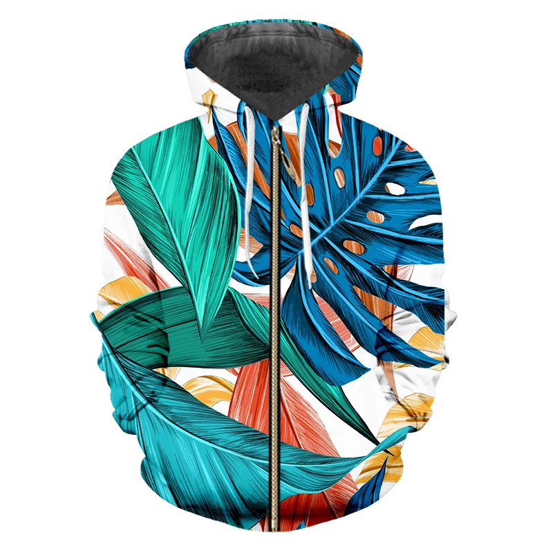 

UJWL 3D Zip Hoodies Leaf stripes Hoodie Men/Women Sweatshirt Tracksuits Quality Plus Size Streetwear Drop Ship Hoody