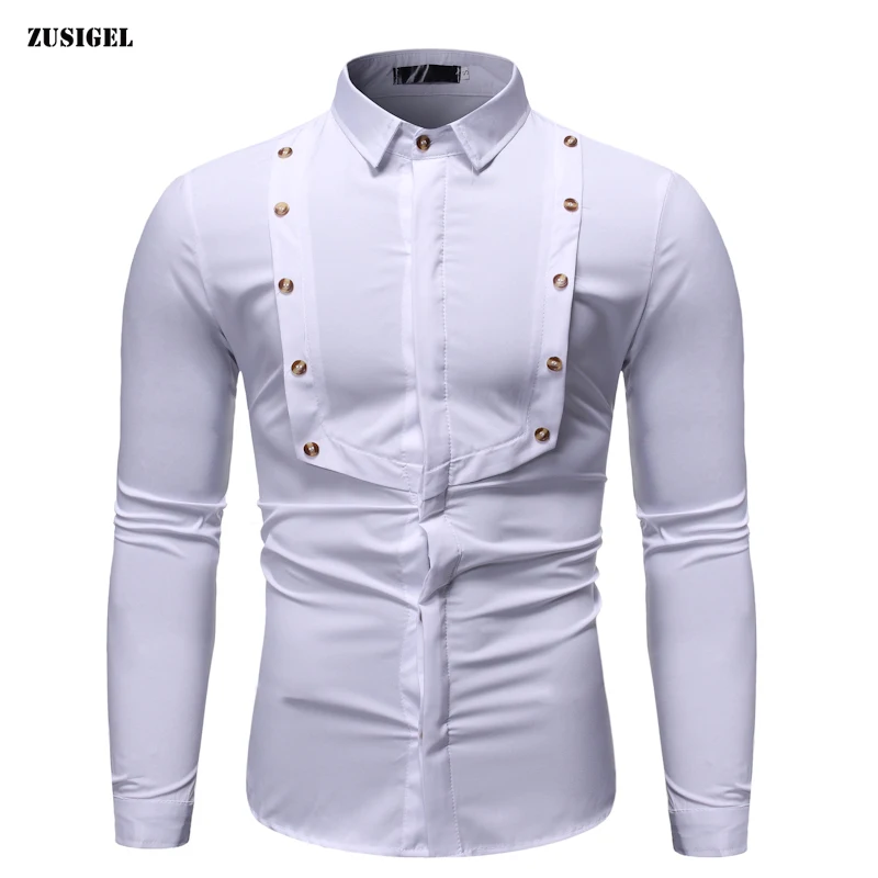 ZUSIGEL Мужская Повседневная рубашка хлопок осенний воротник белая рубашка однобортный длинный рукав черная рубашка рубашки с длинными рукавами