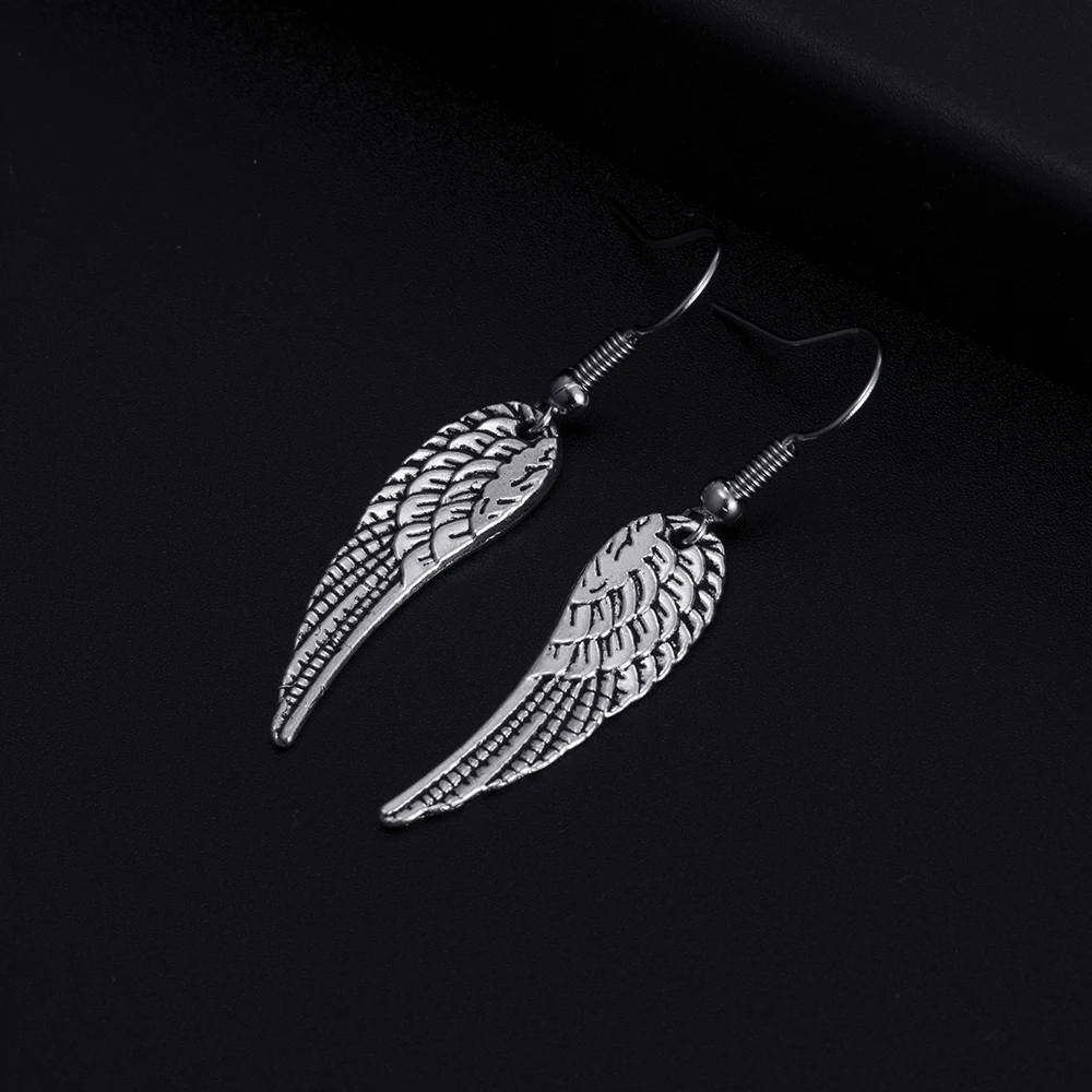Trendy Vintage Wing Shape Dangle Antique Silver Plated Earrings for Women Girl Retro Drop Cute Earring Jewelry Bijoux | Украшения и