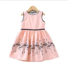 Платья с принтом для девочек летнее Хлопковое платье для малышей Детские платья-майки с милым принтом модная детская одежда