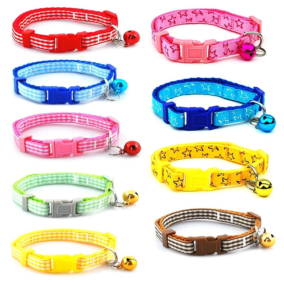 Dog Collar Pet  Adjustable Cat Collar Polka Dot with Bell Puppy Necklace for Cat Small Medium Dog Pet Supplies Pet Accessories