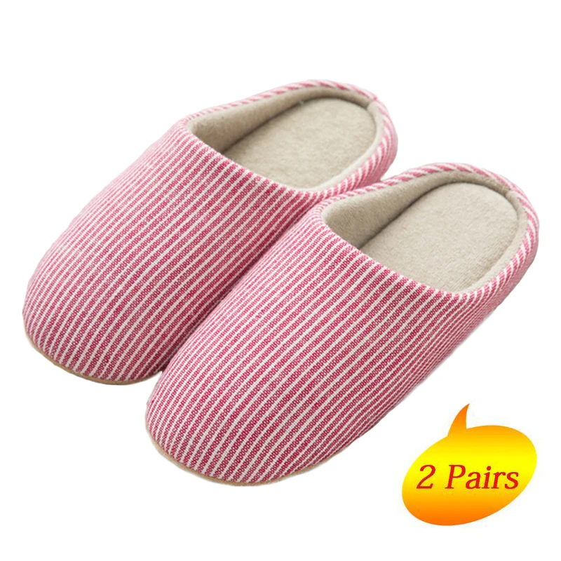 2 пары меховых шлепанцев зимняя обувь женские теплые домашние тапочки хлопковые